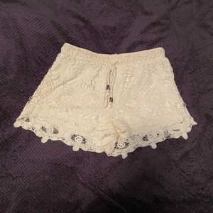 Cream Coloured Lace Shorts